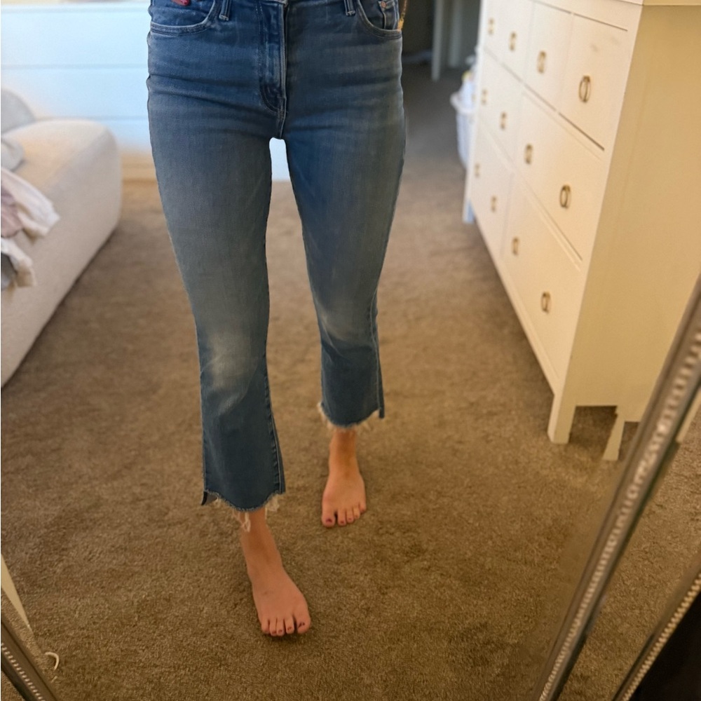 MOTHER Cropped Blue Jeans